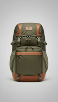 Mochila hiking marrón múltiples bolsillos