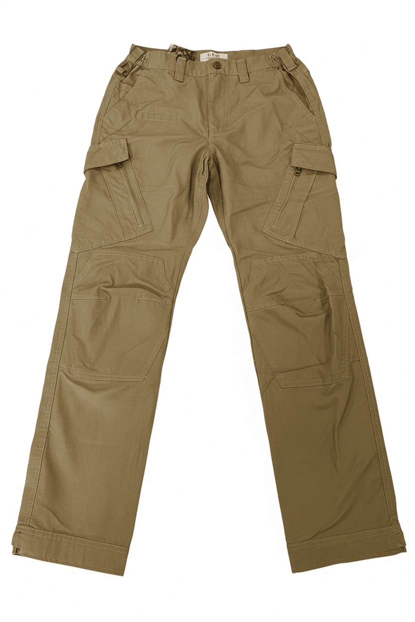 Pantalón de trekking antidesgarro ELT, resistente al agua y al viento, color camel, extendido