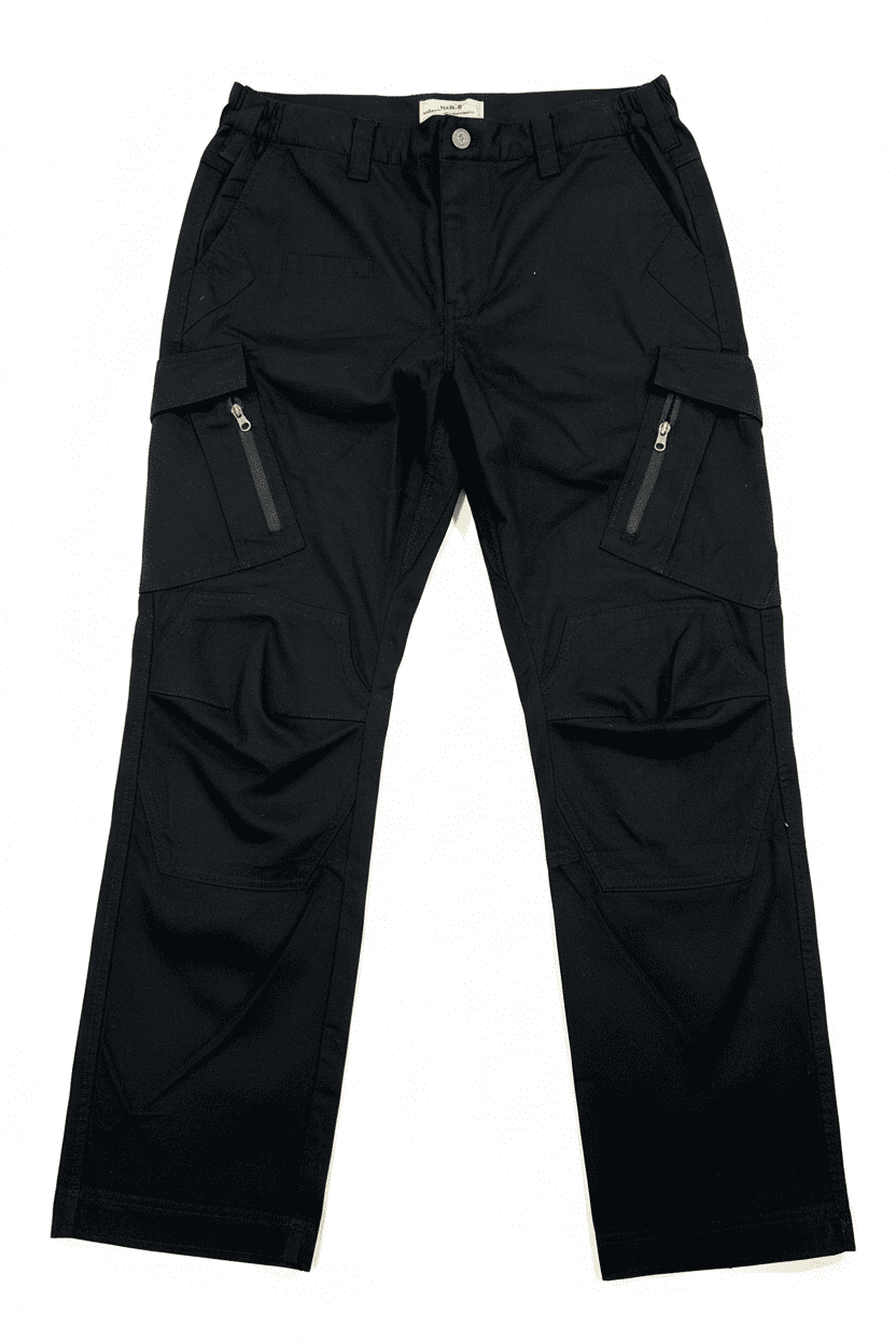 Pantalón de trekking antidesgarro ELT, resistente al agua y al viento, color negro, vista frontal