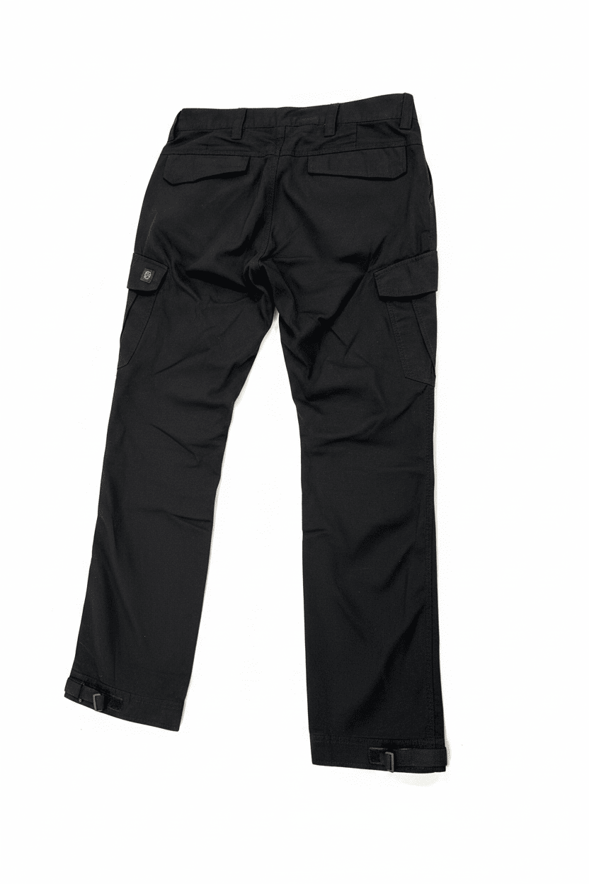 Pantalón de trekking antidesgarro ELT, resistente al agua y al viento, color negro, vista trasera