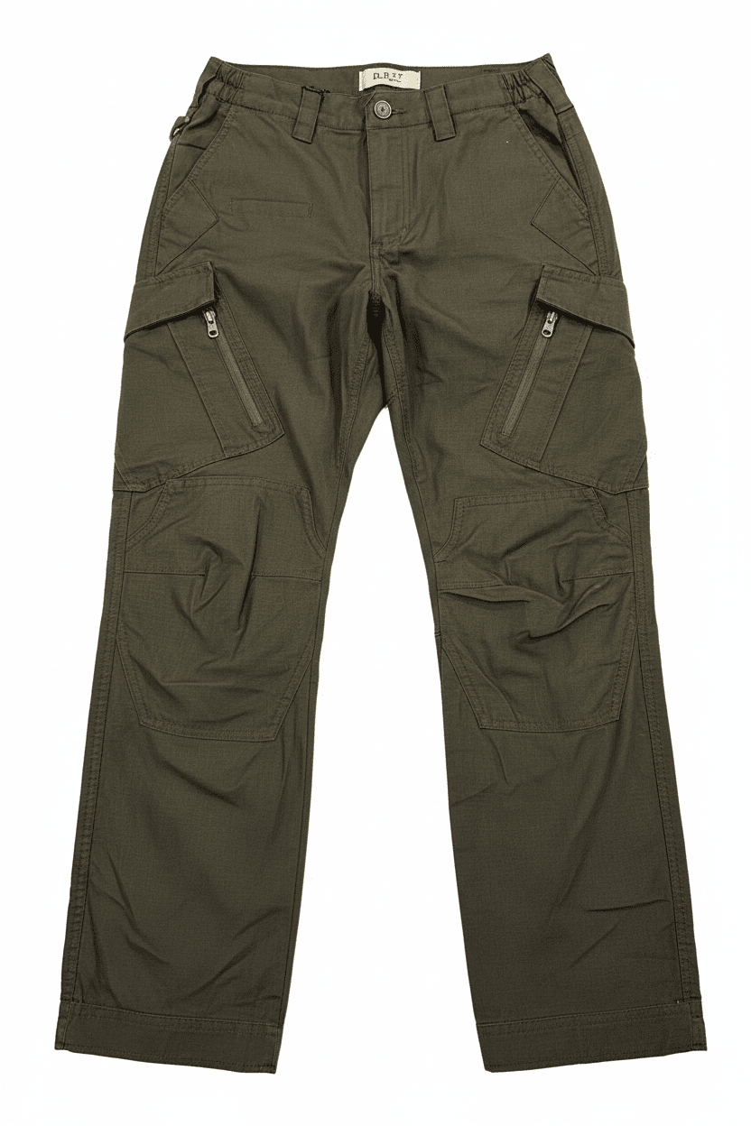 Pantalón de trekking antidesgarro ELT, resistente al agua y al viento, color verde oscuro, vista frontal profesional