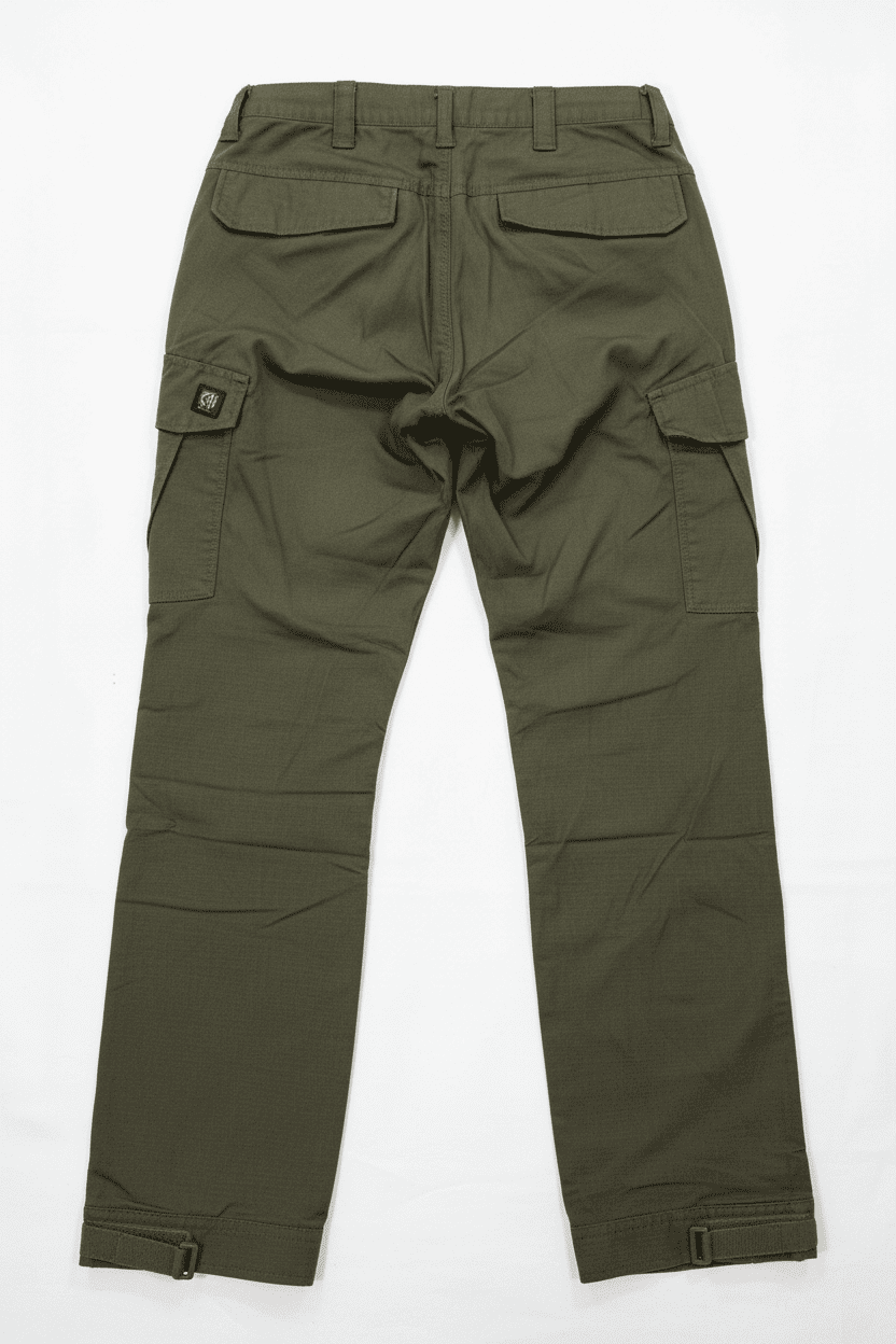 Pantalón de trekking antidesgarro ELT, resistente al agua y al viento, color verde oscuro, vista trasera